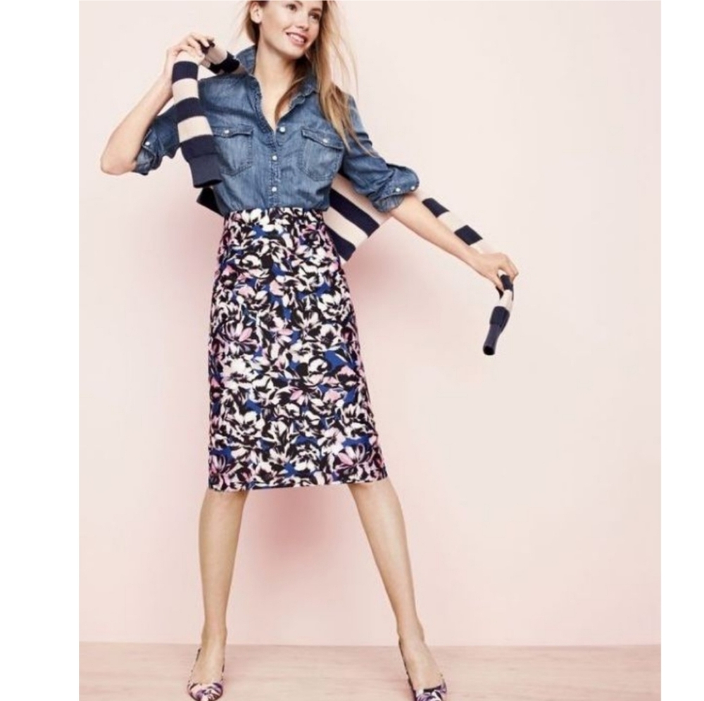 J. Crew Multicolor Floral Pencil Skirt